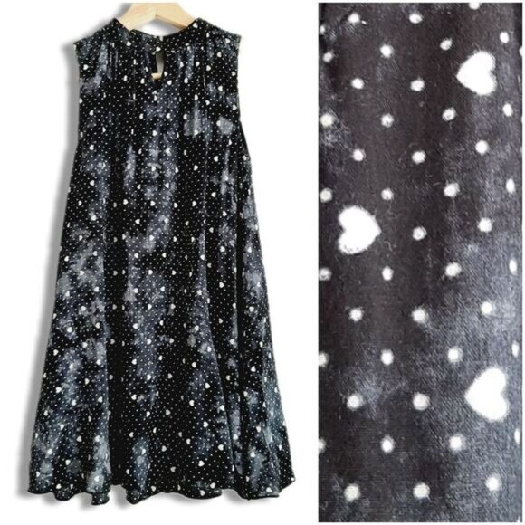 MINI MOLLY High Neck Sleeveless A-Line Dress Hearts & Dots Kids Sz 8 / M - Picture 1 of 12